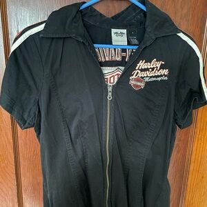 Harley-Davidson Black Zip-Up Garage Shirt women’s M